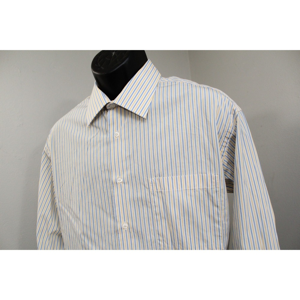 Ike Behar Dress Shirt Striped Long Sleeve Button Up Mens Size‎ 17-34 XL